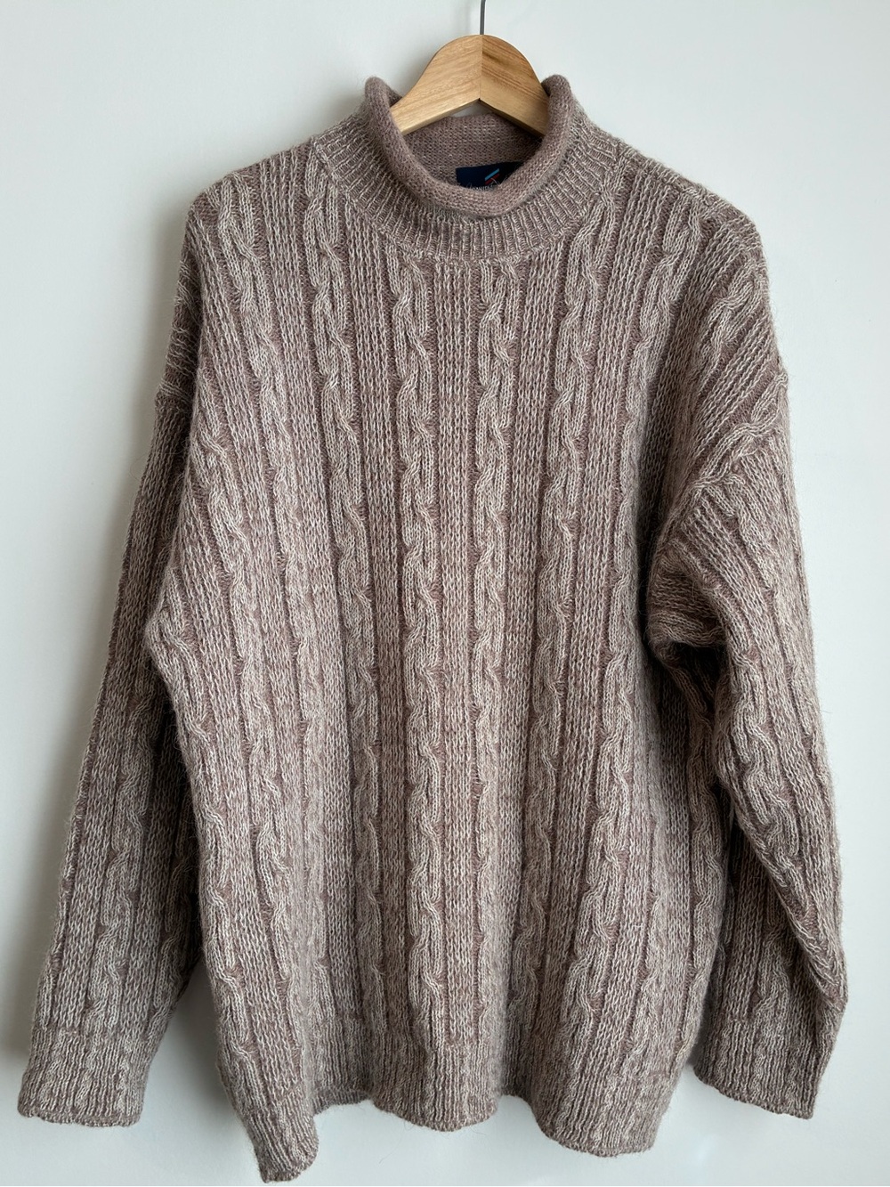 Vintage Daniel Hechter 50% Alpaga Cable Knit Mock Neck Sweater XXL